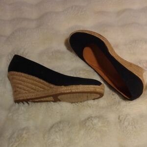 J. Crew Black Wedge Espadrilles